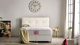 Baza de pat cu lada si tablie tapitata Hyper Soft Homs 180x 200 cm