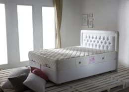 Baza de pat cu tablie si saltea Safir Homs 100x200 cm