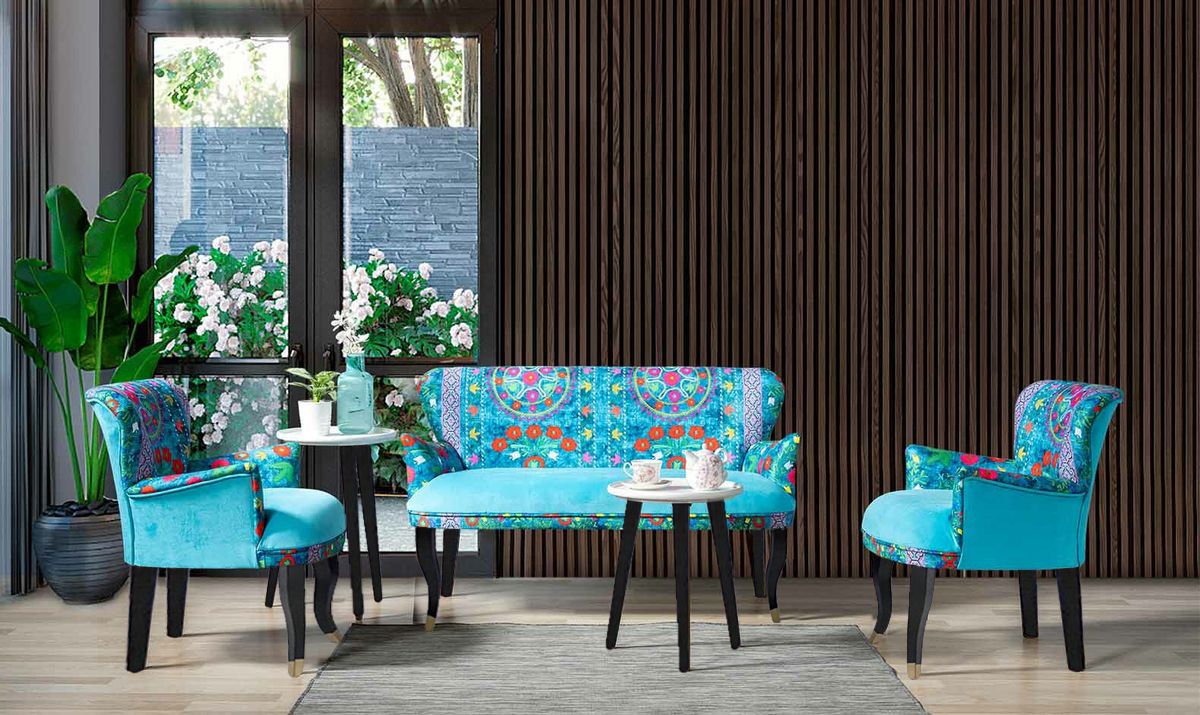 Canapea 2 persoane cocktail Relax Homs textil turquoise