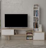 Comoda tv cu biblioteca Ziva Homs stejar-alb 167 cm