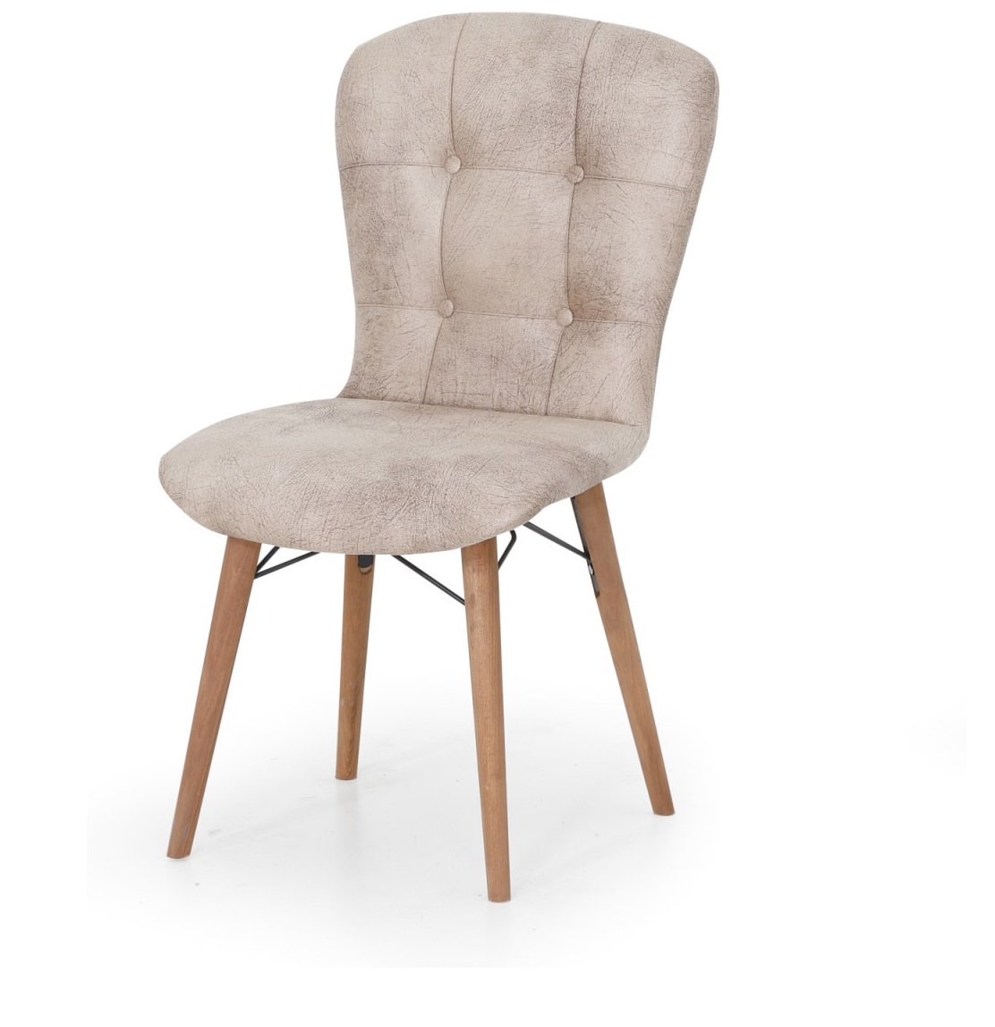Set masa extensibila cu 4 scaune tapitate Homs cristal alb-bej 110 x 70 cm