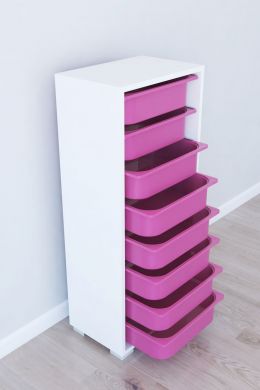 Dulap cu 8 sertare, Steli Homs, 45 x 30 x 109,5 cm alb-roz, palppe