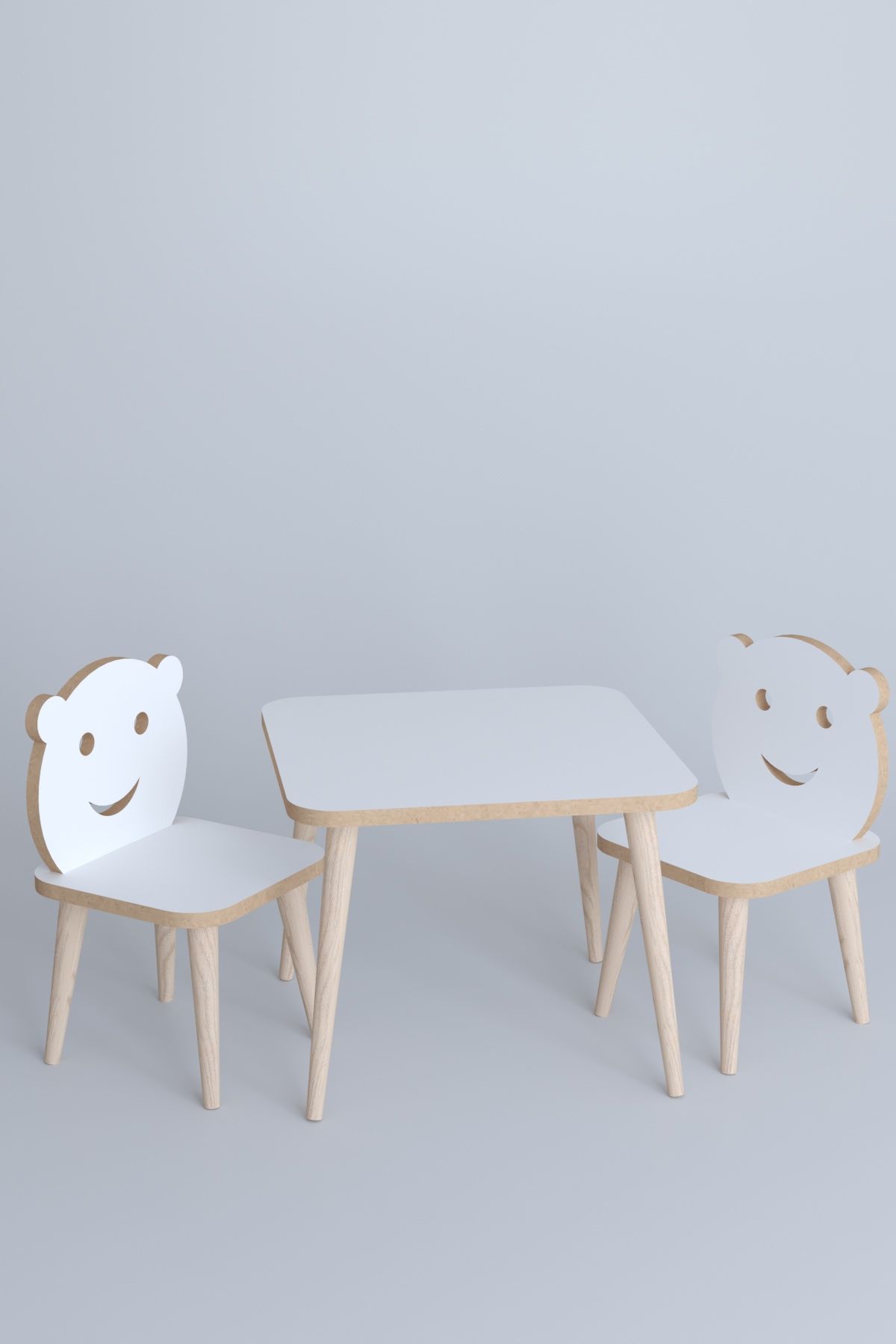 Set masa+ 2 scaune pentru copii Bambi Homs alb