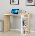 Birou laptop cu rafturi Ruby Homs stejar-alb 90.6 x 46.8 x 75 cm