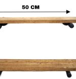 Raft cu 2 polite stil industrial din lemn-metal Homs12 X 50 X 25 cm