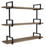 Raft cu 3 polite stil industrial din lemn-metal Homs 90 X 22,5X 76 cm,10623