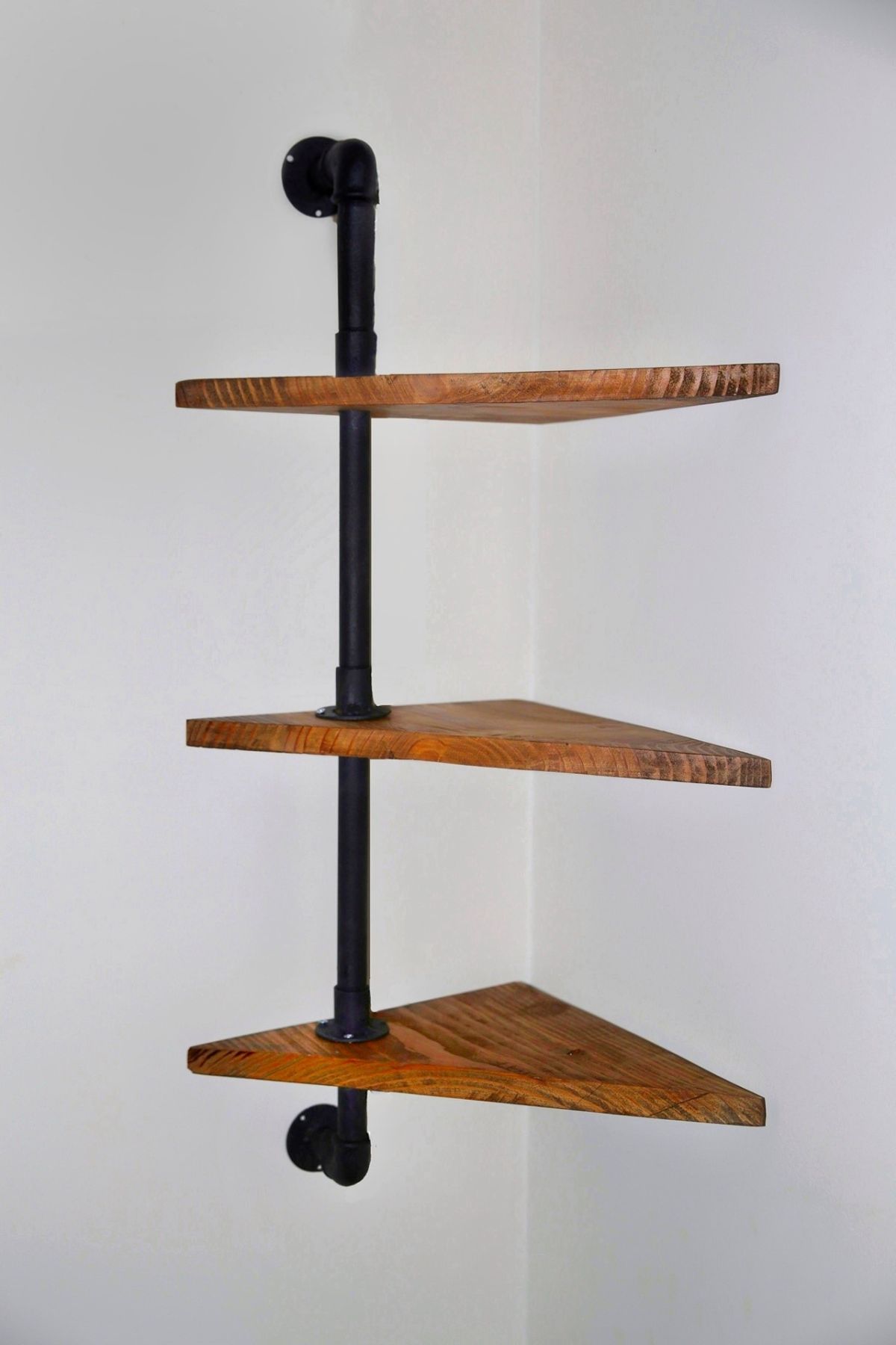 Raft cu 3 polite colt stil industrial din lemn-metal Homs 75 X 30 X 42 cm