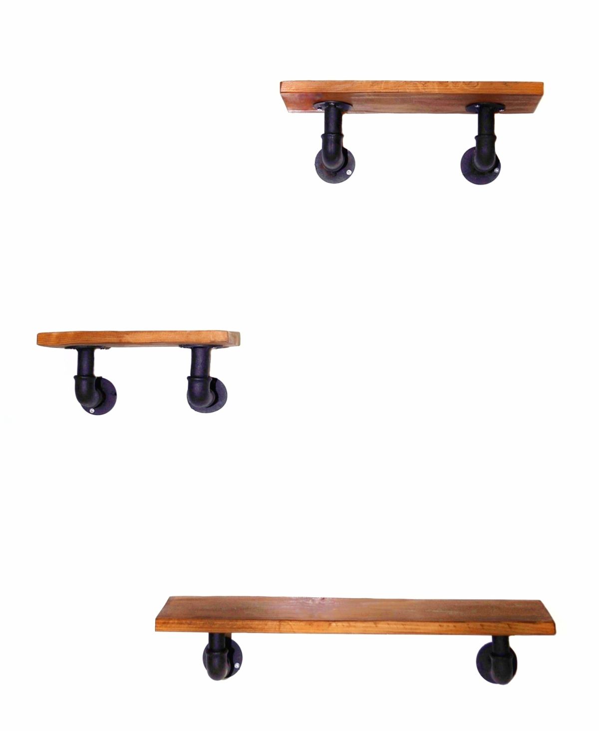 Raft cu 3 polite colt stil industrial din lemn-metal Homs model15, 50 X 12 cm
