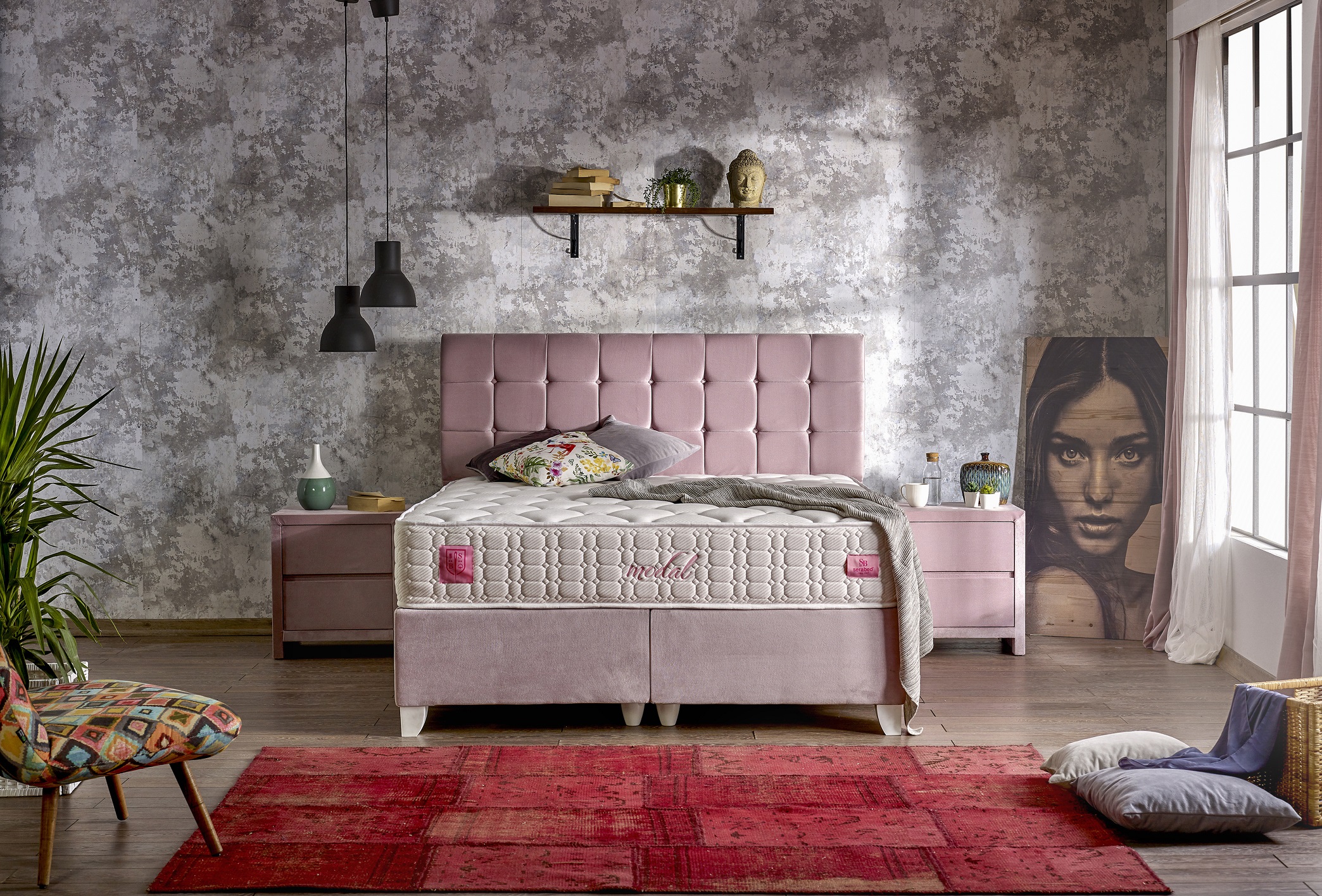 baza de pat, tablie si saltea homs